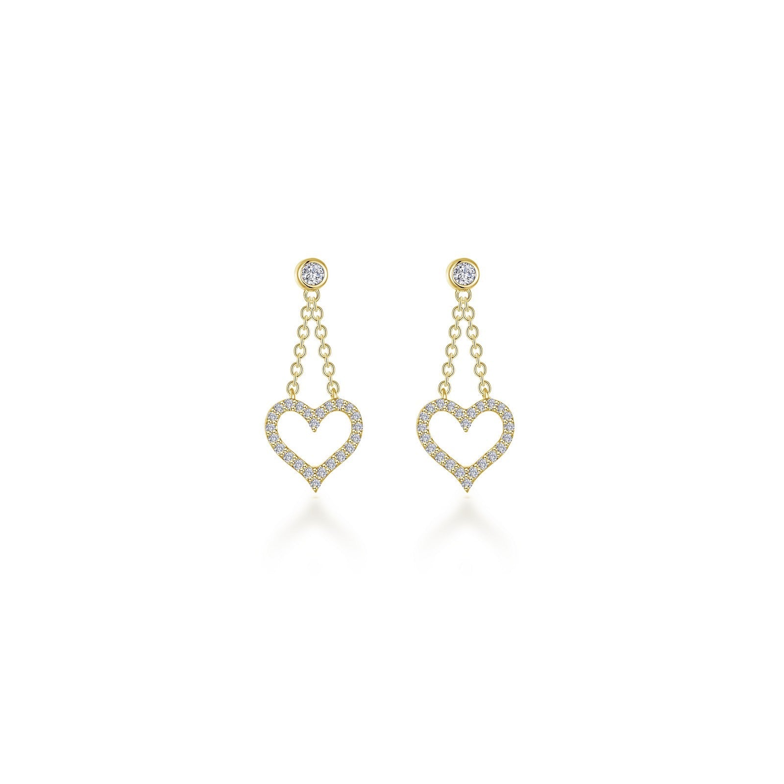 Cut-out Heart Dangle Earrings-E0616CLG