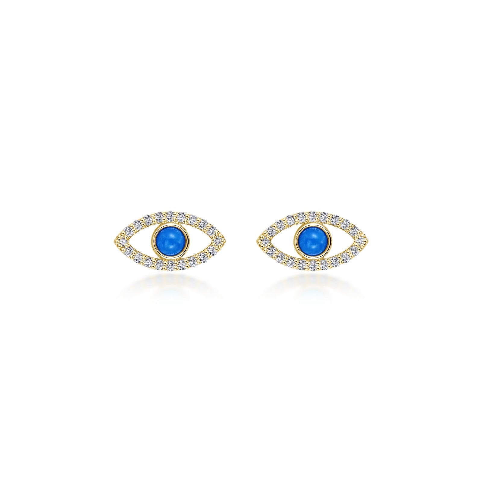 Reconstituted Turquoise Evil Eye Stud Earrings-E0635TQG
