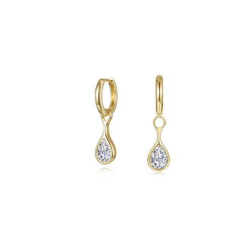 Teardrop Bezel Charm Huggie Hoops-E0721CLG