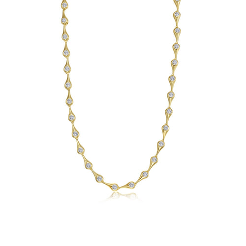 Teardrop Bezel Line Necklace-N0380CLG