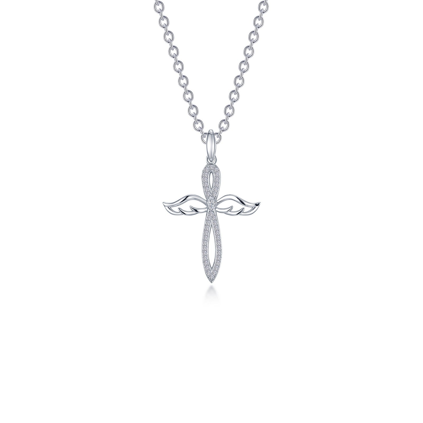 0.74 CTW Angel Wings Cross Necklace-N2029CLP