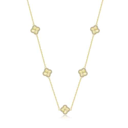 Gold Clover Motif Necklace-N2032CLG
