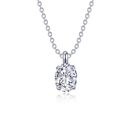 Oval Solitaire Necklace-P0272CLP
