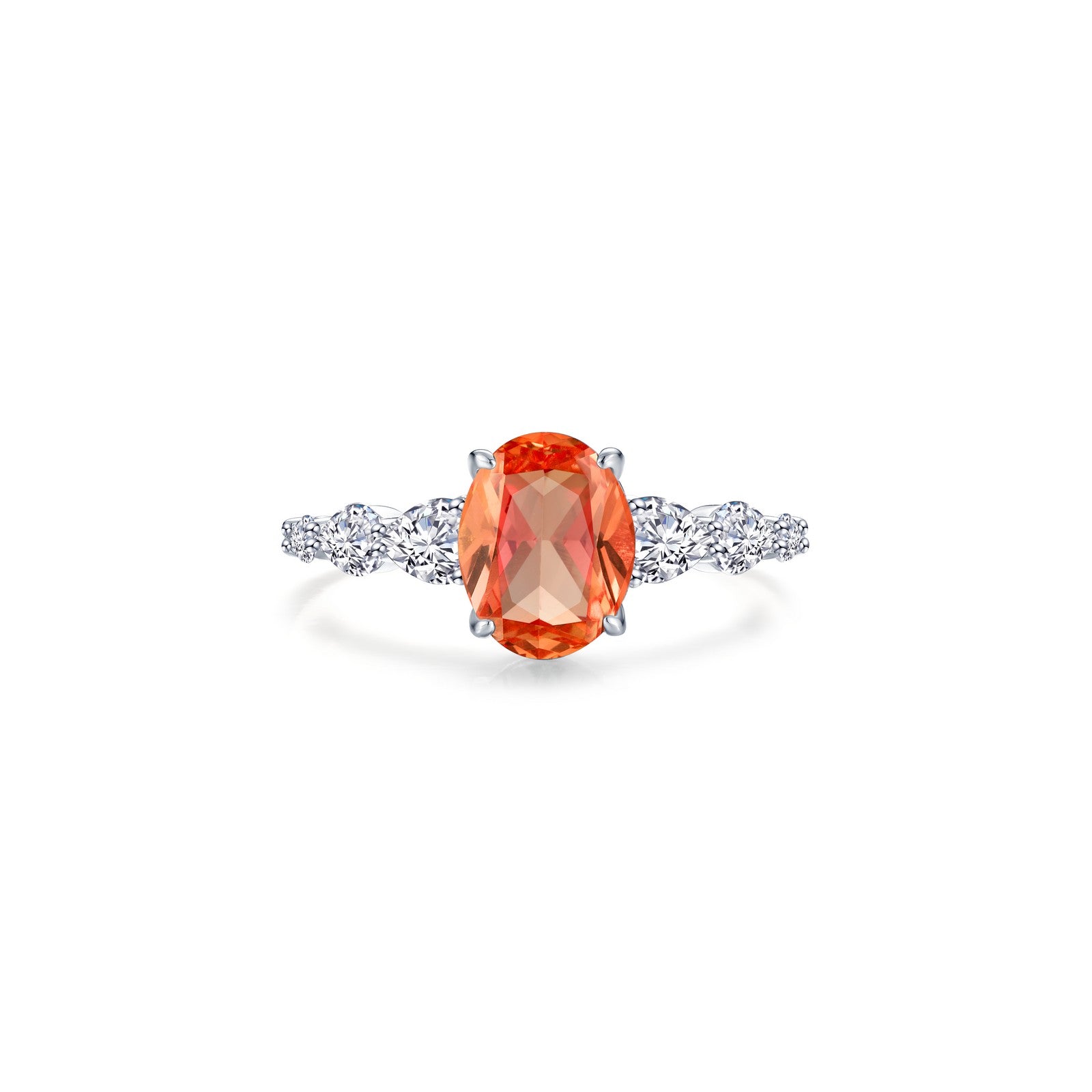 Fancy Peach Fuzz Lab-Grown Sapphire Solitaire Ring-SYR028PP
