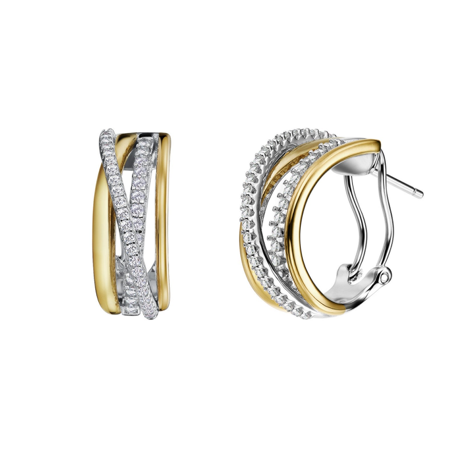 Two-tone Crossover Earrings-7E013CLT