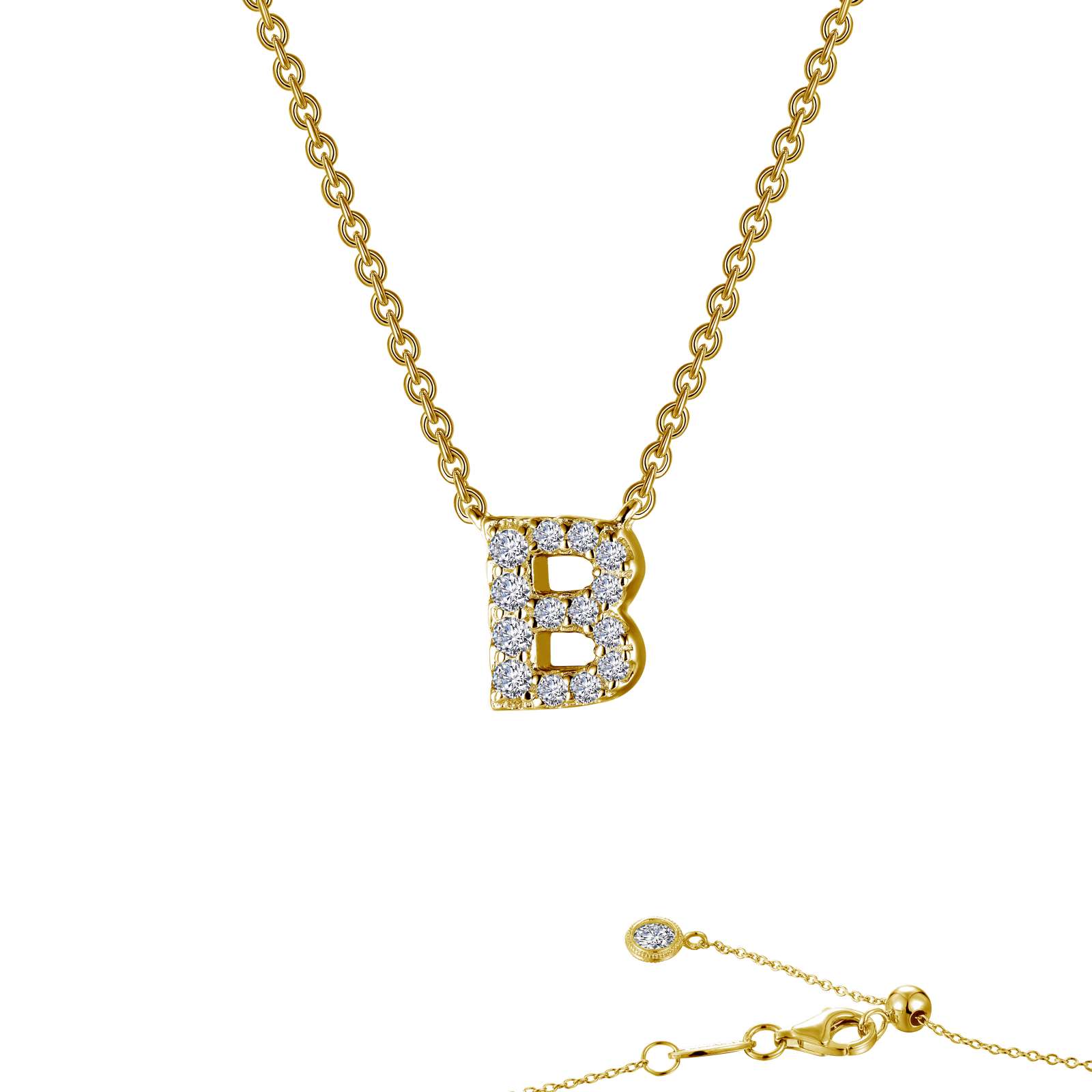 Letter B Pendant Necklace-9N082CLG
