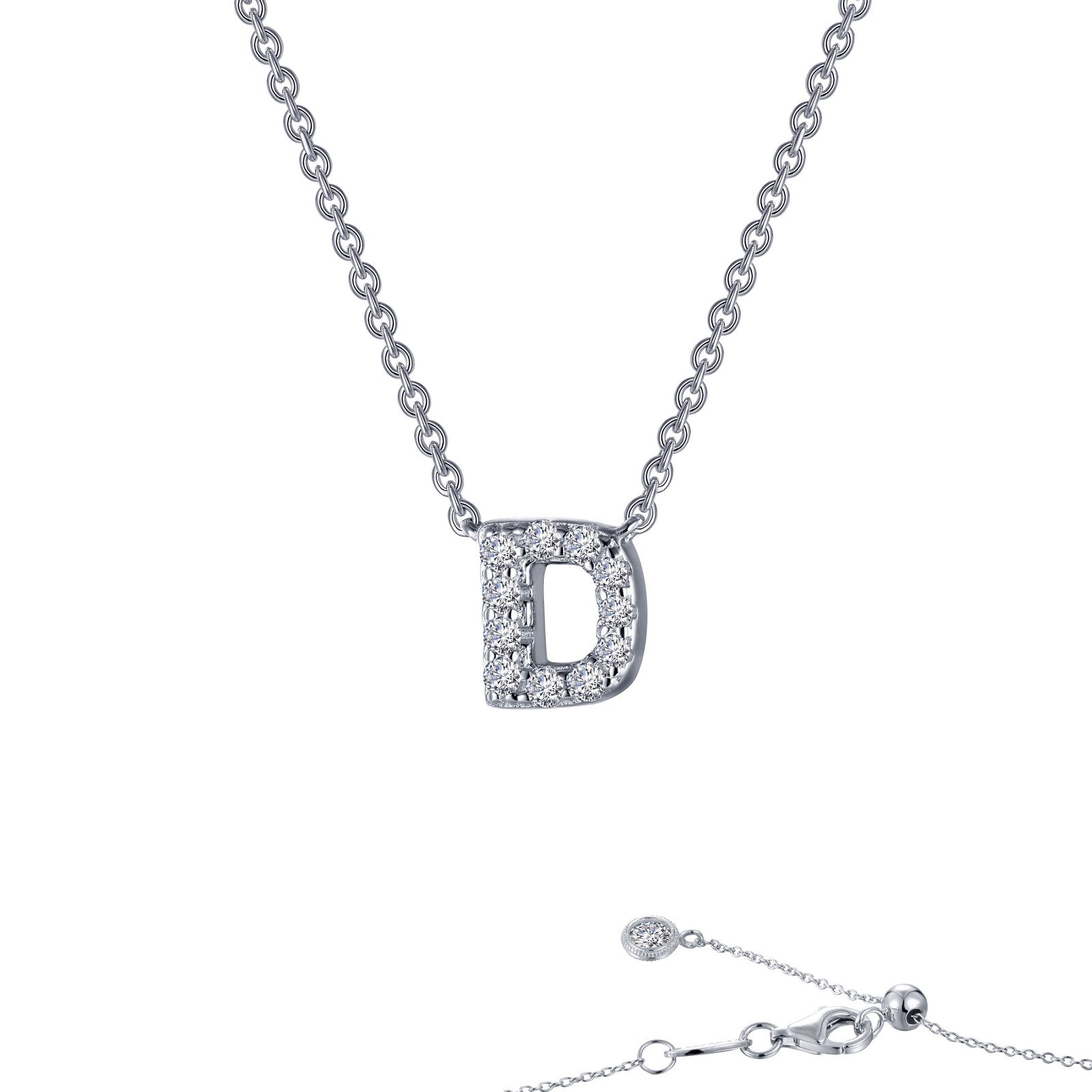 【HYERES LOR】Name rock silver pendant L Silver-tone Crystal Block Letter Initial Pendant Necklace