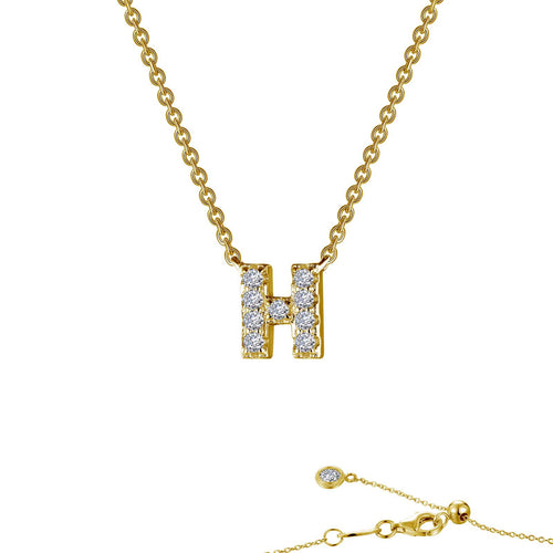 Letter H Pendant Necklace-9N088CLG