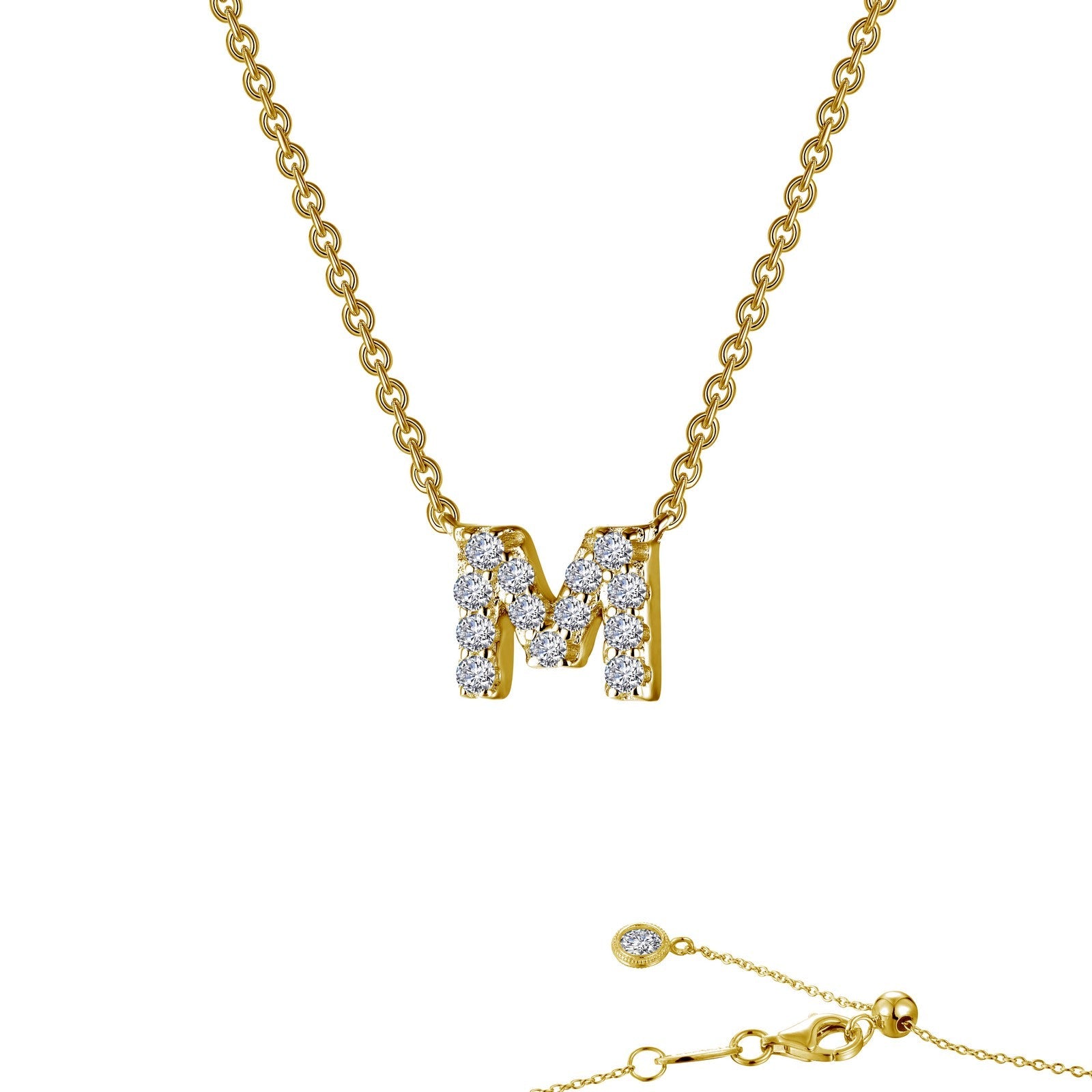 Letter M Pendant Necklace-9N093CLG