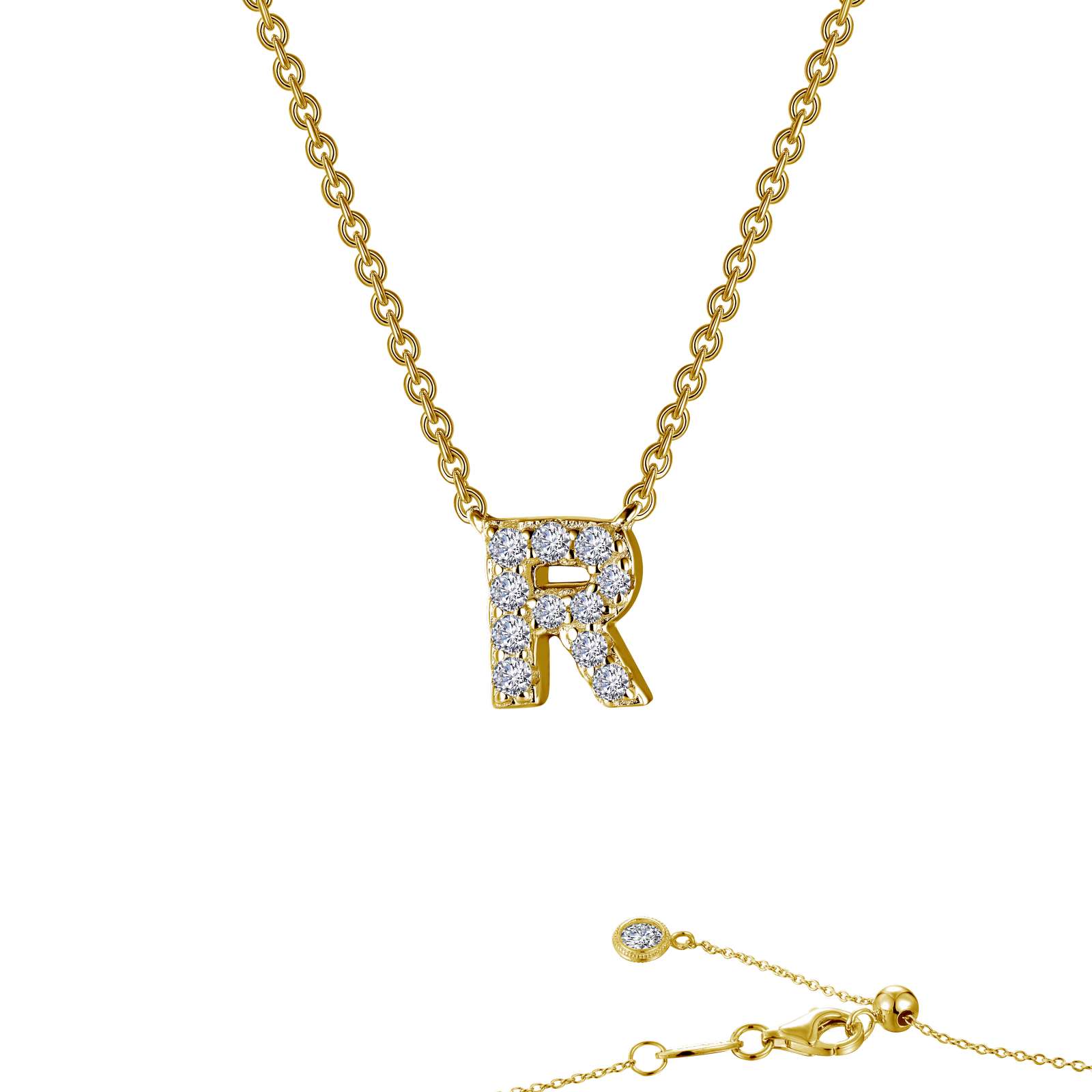 Letter R Pendant Necklace-9N098CLG