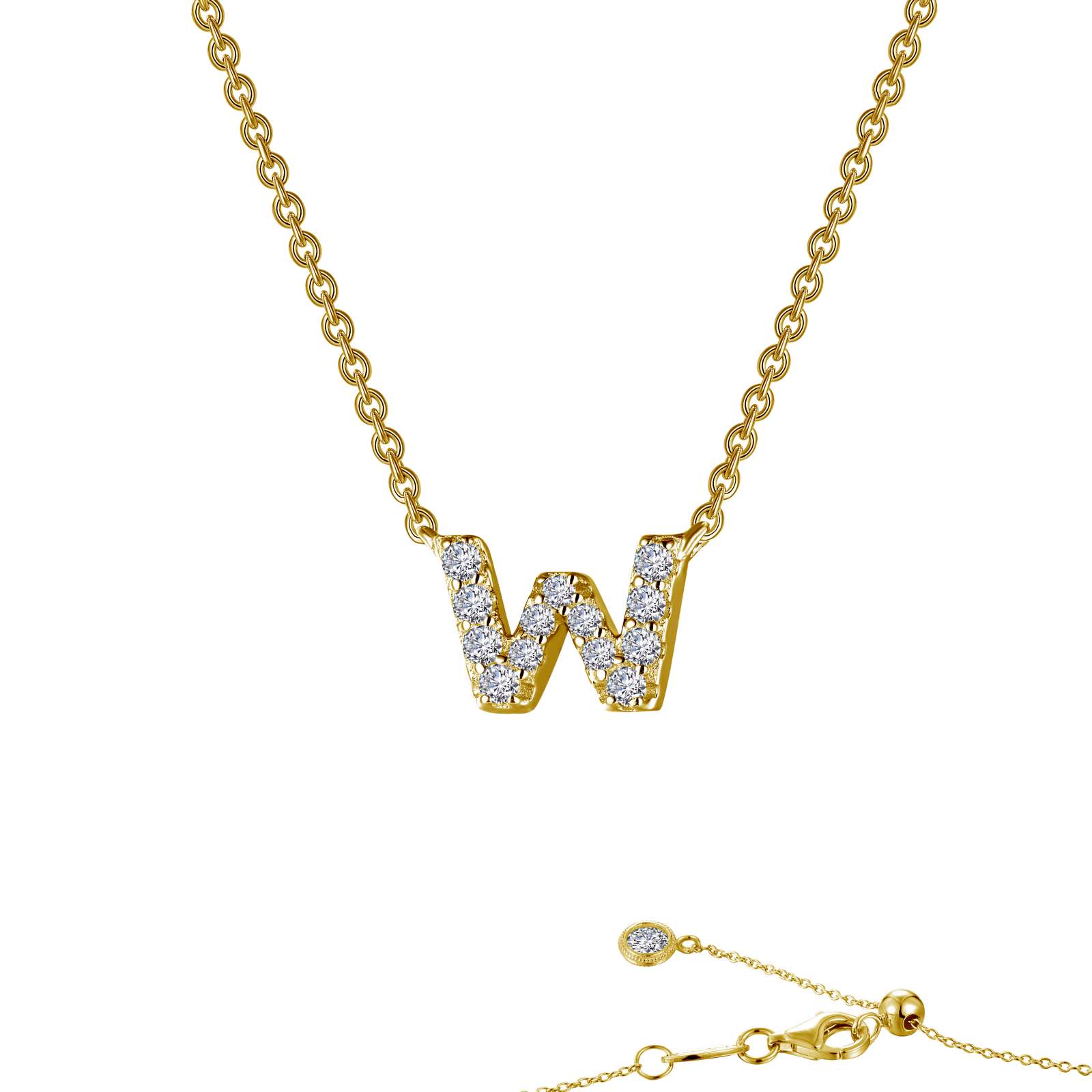 Letter W Pendant Necklace-9N103CLG