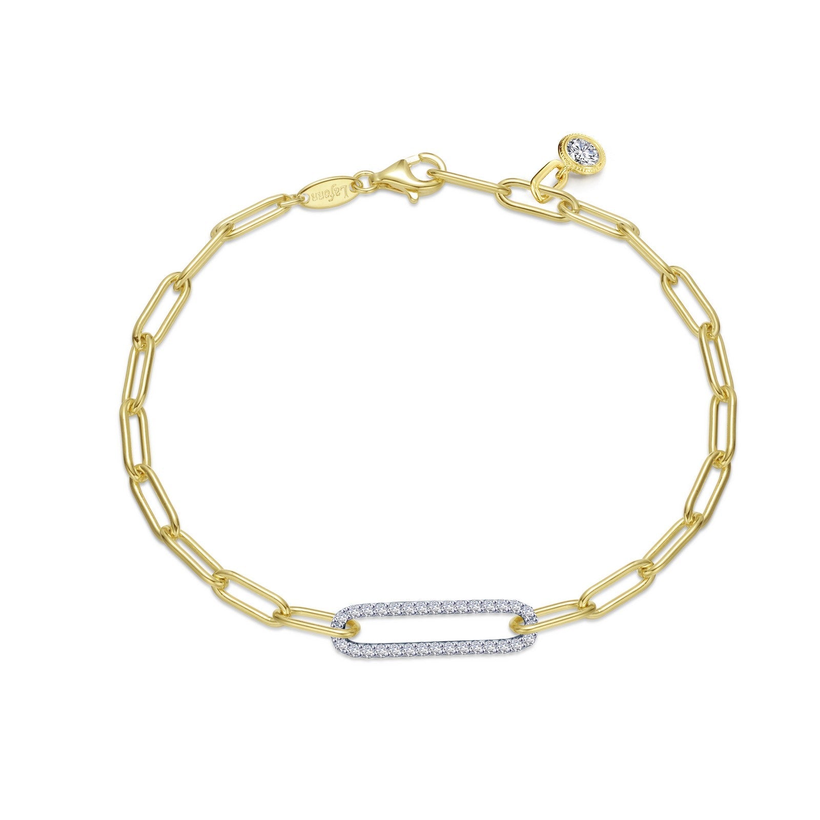 0.57 CTW 2-Tone Paperclip Bracelet-B0165CLT