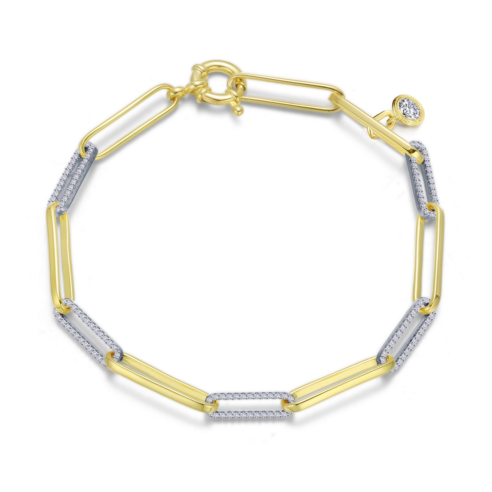 1.65 CTW 2-Tone Paperclip Bracelet-B0168CLT