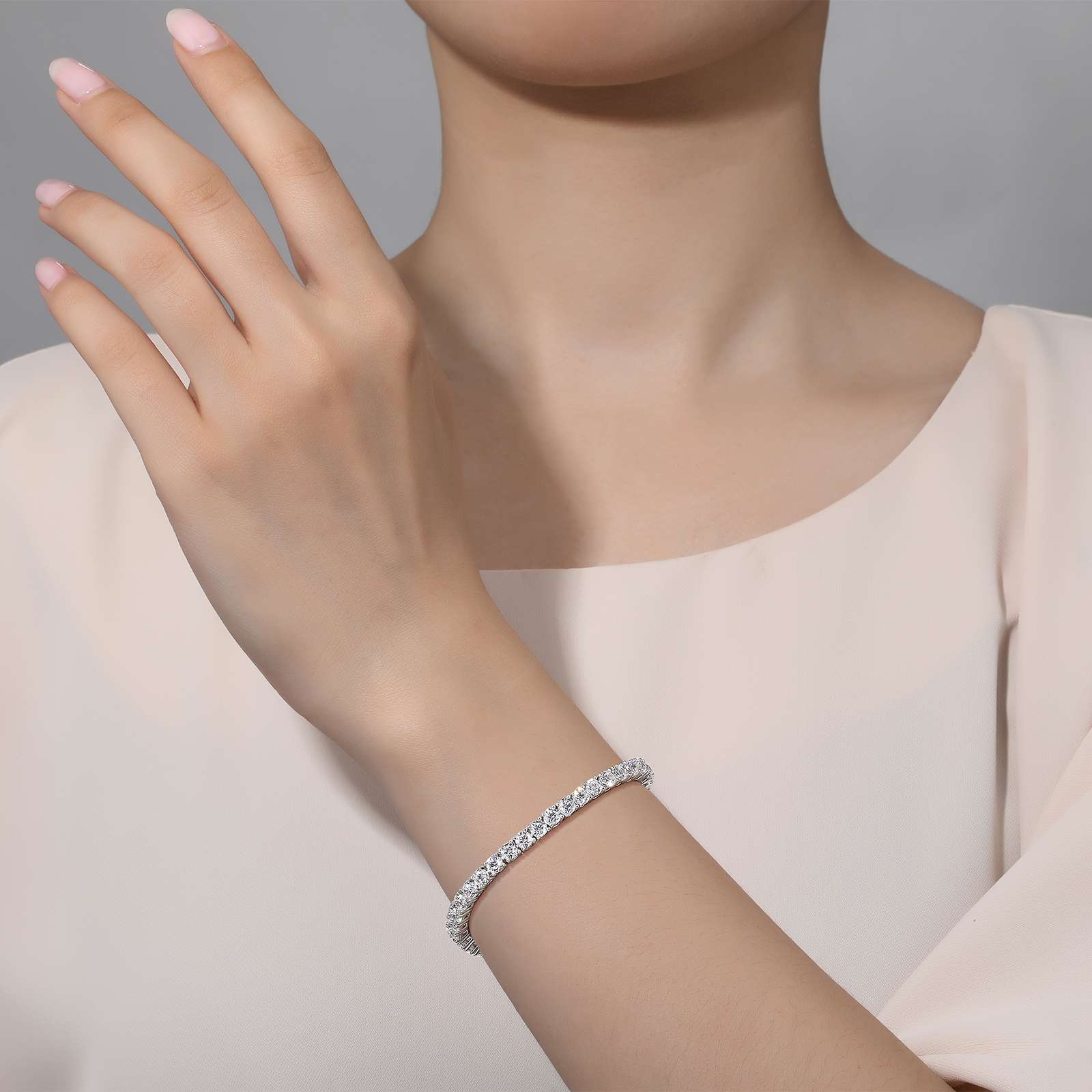Lafonn Elegant Halo Link Bracelet in Platinum Bonded Sterling Silver -  Reflections Fine Jewelry