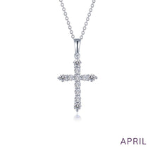 Load image into Gallery viewer, April Birthstone Cross Necklace-BP007DAP
