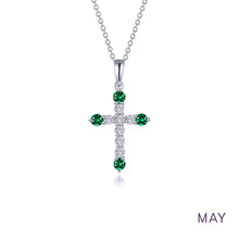Load image into Gallery viewer, May Birthstone Cross Necklace-BP007EMP
