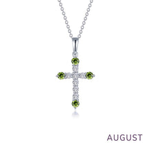 Load image into Gallery viewer, August Birthstone Cross Necklace-BP007PDP
