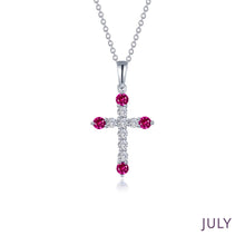 Load image into Gallery viewer, July Birthstone Cross Necklace-BP007RBP
