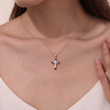 Load image into Gallery viewer, September Birthstone Cross Necklace-BP007SAP

