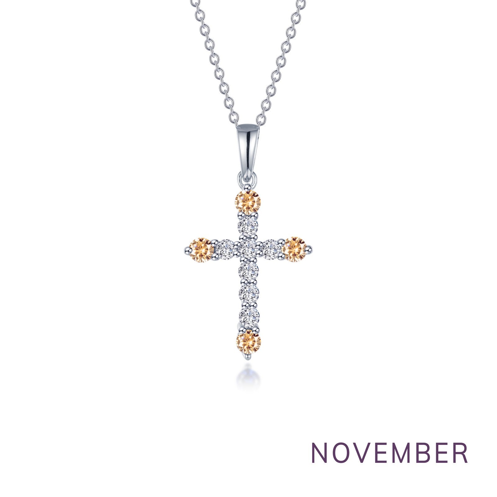 November Birthstone Cross Necklace-BP007YTP