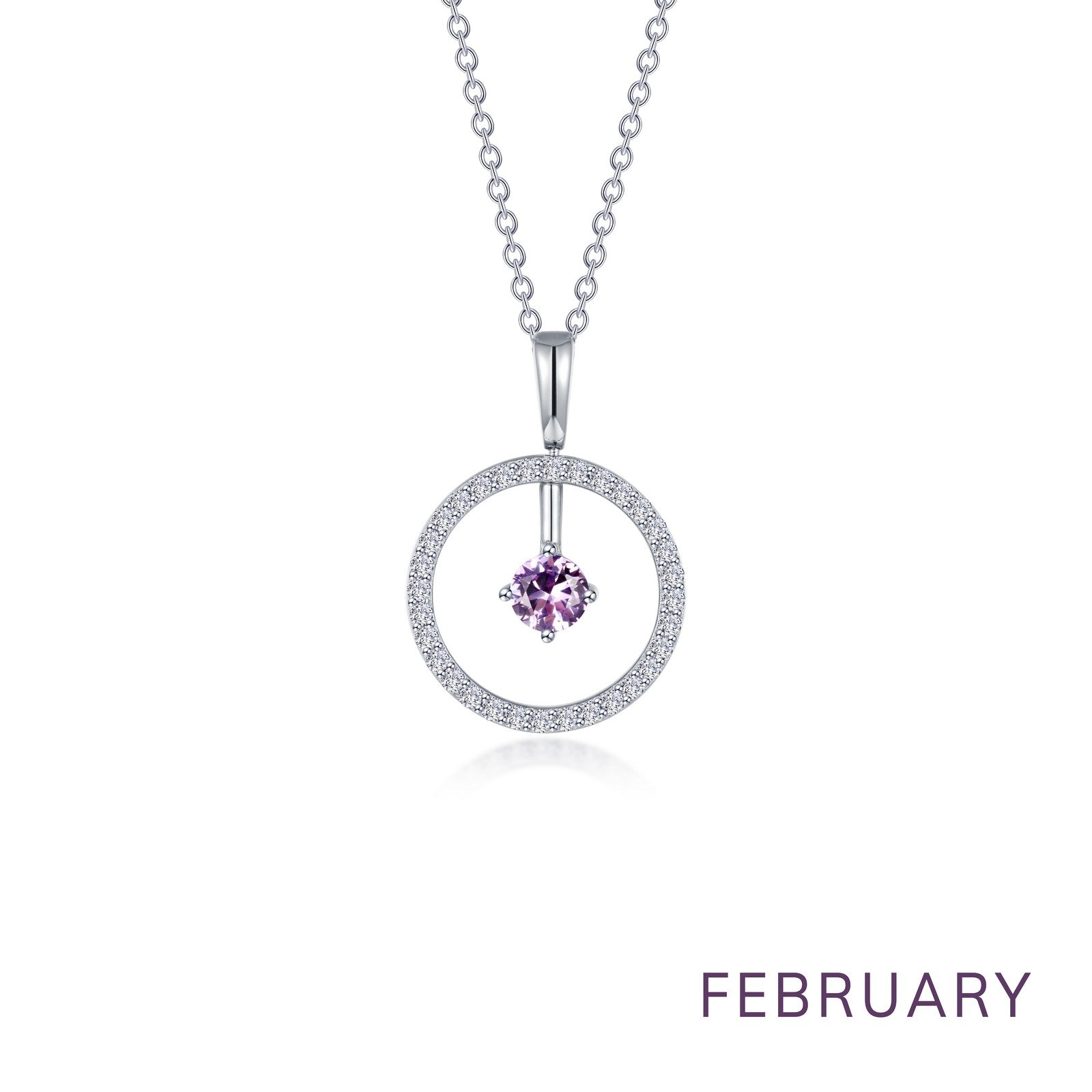 February Birthstone Reversible Open Circle Necklace-BP008AMP