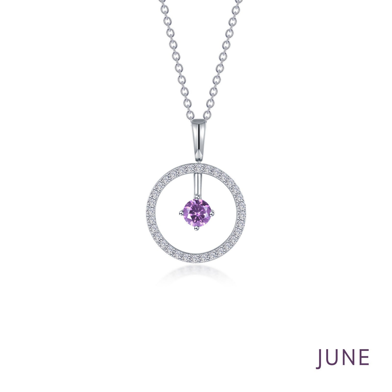 June Birthstone Reversible Open Circle Necklace-BP008AXP