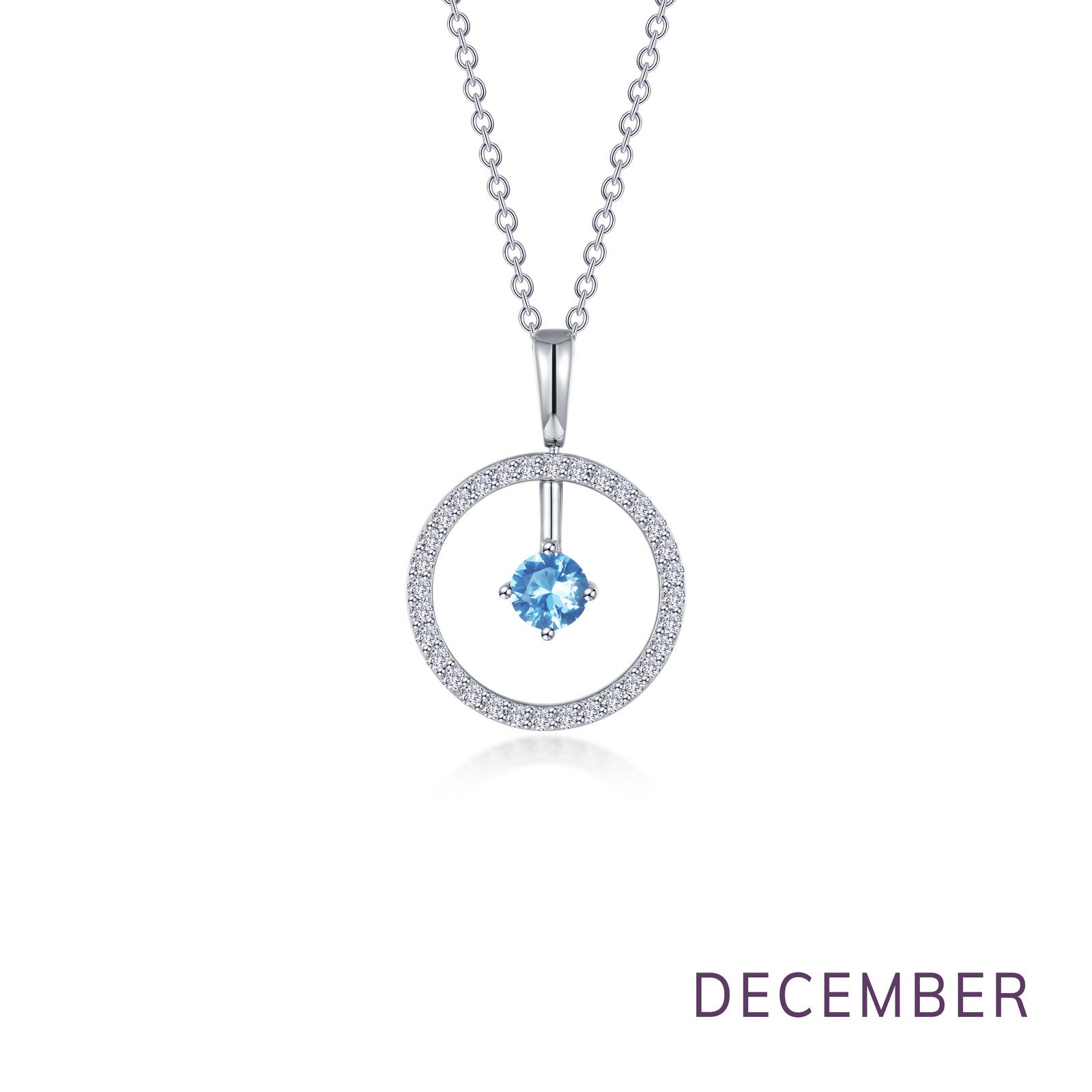 December Birthstone Reversible Open Circle Necklace-BP008BTP