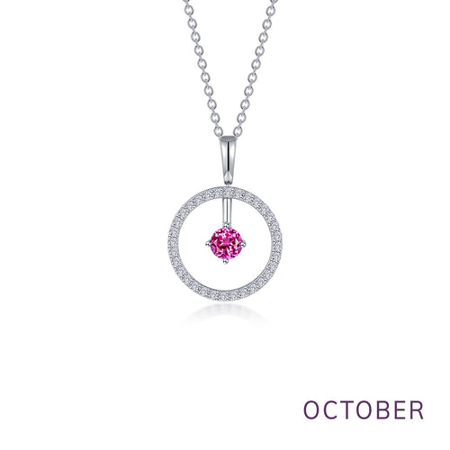October Birthstone Reversible Open Circle Necklace-BP008TMP