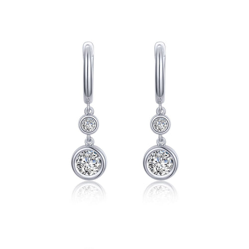 Bezel-Set Drop Earrings-E0467CLP