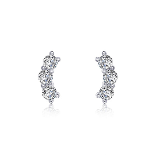 3-Stone Stud Earrings-E0468CLP