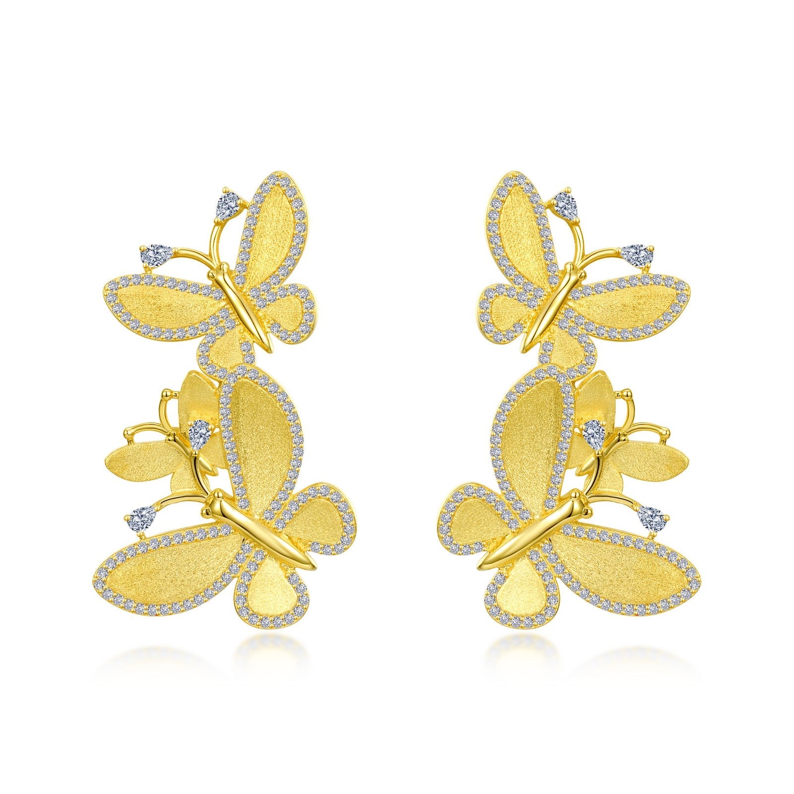 Butterfly Cluster Drop Earrings-E0494CLG