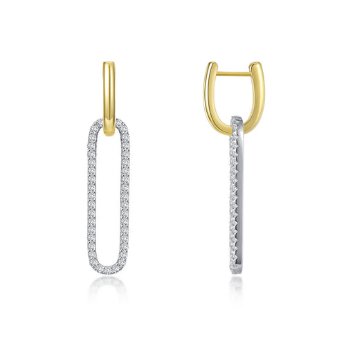 2-Tone Paperclip Drop Earrings-E0506CLT