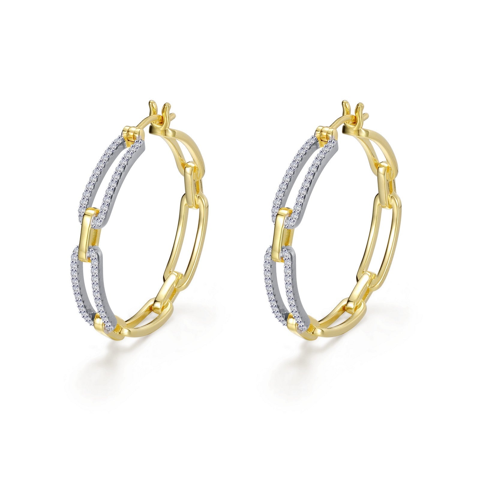 2-Tone Paperclip Hoop Earrings-E0511CLT
