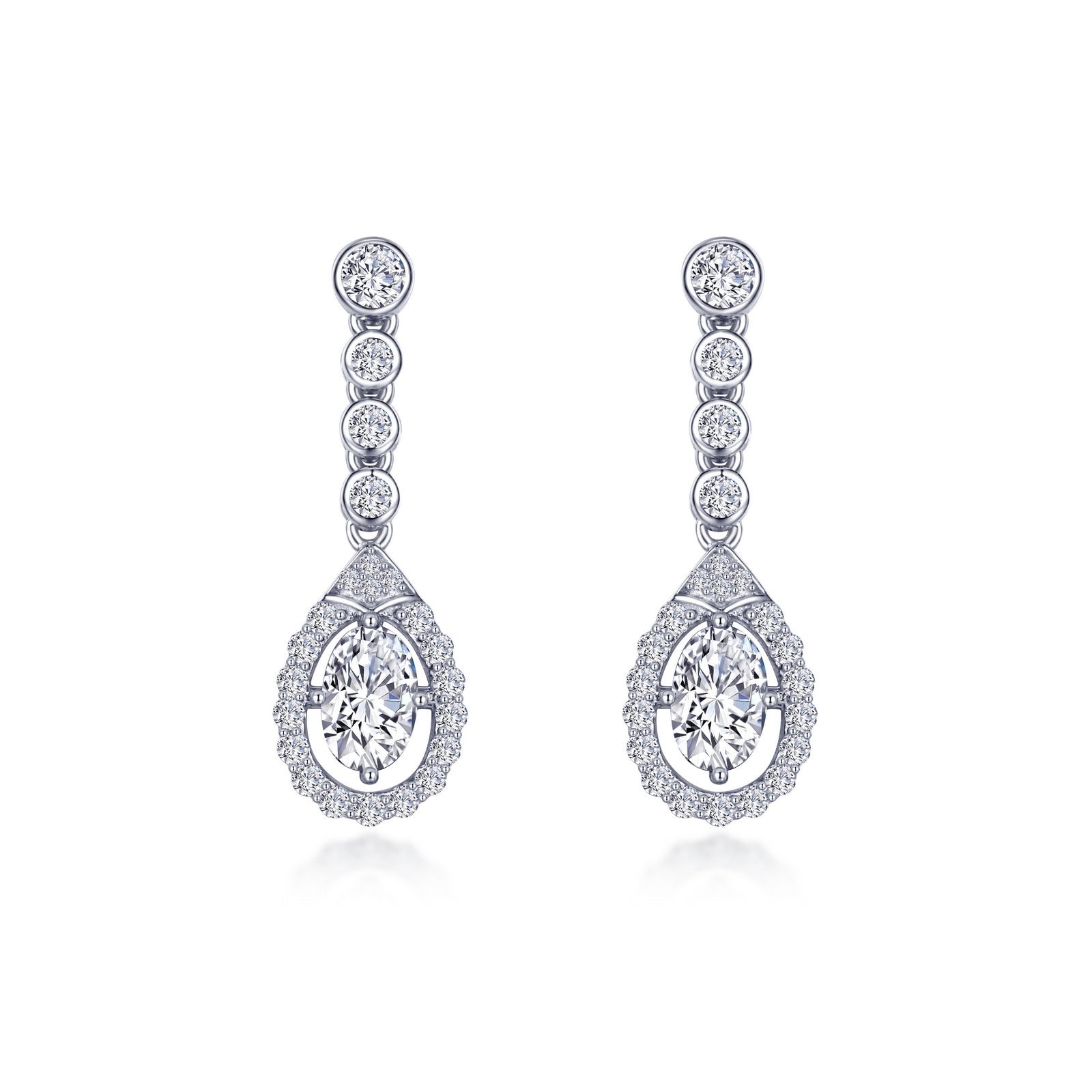 Oval Halo Drop Earrings-E0557CLP