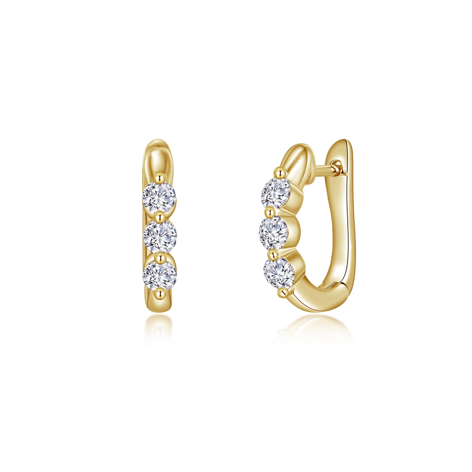 3-Stone Huggie Hoop Earrings-E0558CLP