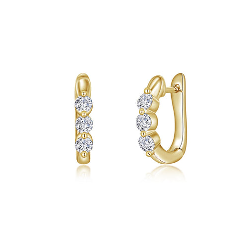 3-Stone Huggie Hoop Earrings-E0558CLG