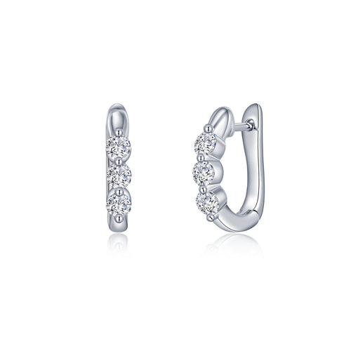 3-Stone Huggie Hoop Earrings-E0558CLP