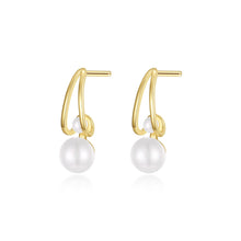 Load image into Gallery viewer, Cultured Freshwater Pearl Hoop Earrings-E0586PLG
