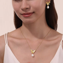 Load image into Gallery viewer, Statement Butterfly with Cultured Freshwater Pearl Drop Earrings-E0587PLG
