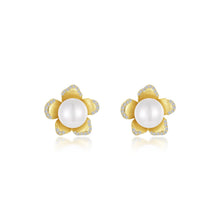 Load image into Gallery viewer, Cultured Freshwater Pearl Flower Earrings-E0589PLG
