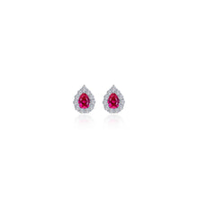 Load image into Gallery viewer, 0.72 CTW Pear-shaped Halo Stud Earrings-E0597CRP
