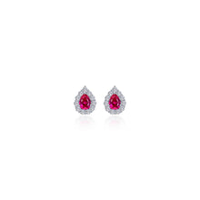 Load image into Gallery viewer, 0.72 CTW Pear-shaped Halo Stud Earrings-E0597CRP
