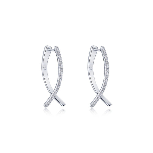 Crossover Oval Hoop Earrings-E0600CLP