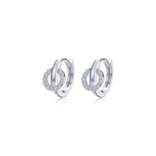 Interlocking Hoop Huggie Earrings-E0601CLP