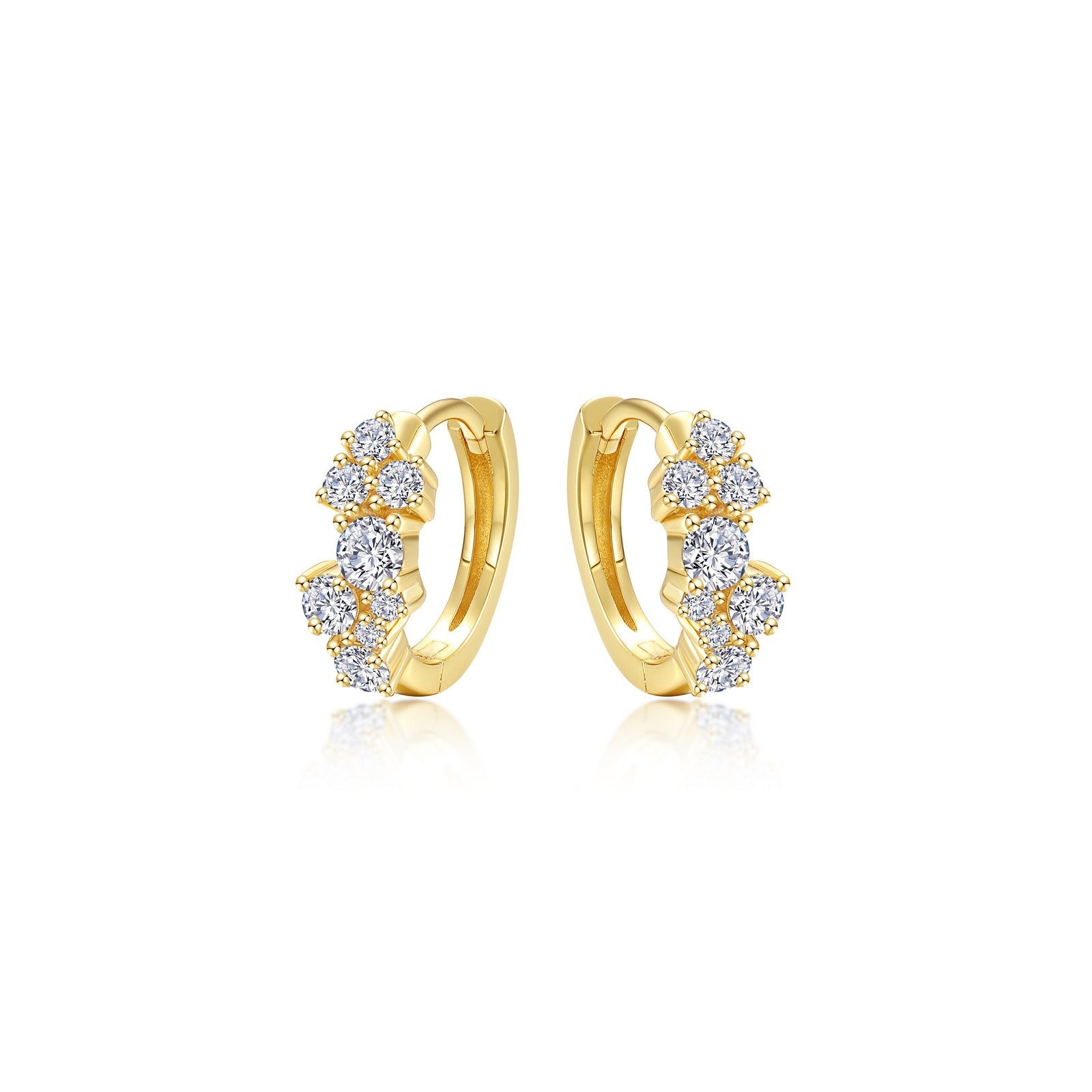 Huggie Earrings with Shiny Clusters-E0602CLG