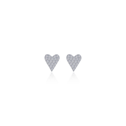 Pave Heart Stud Earrings-E0606CLP