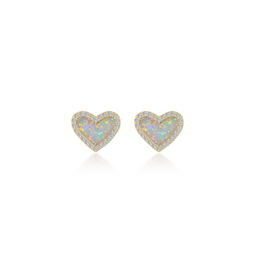 Halo Heart Stud Earrings-E0607OPG