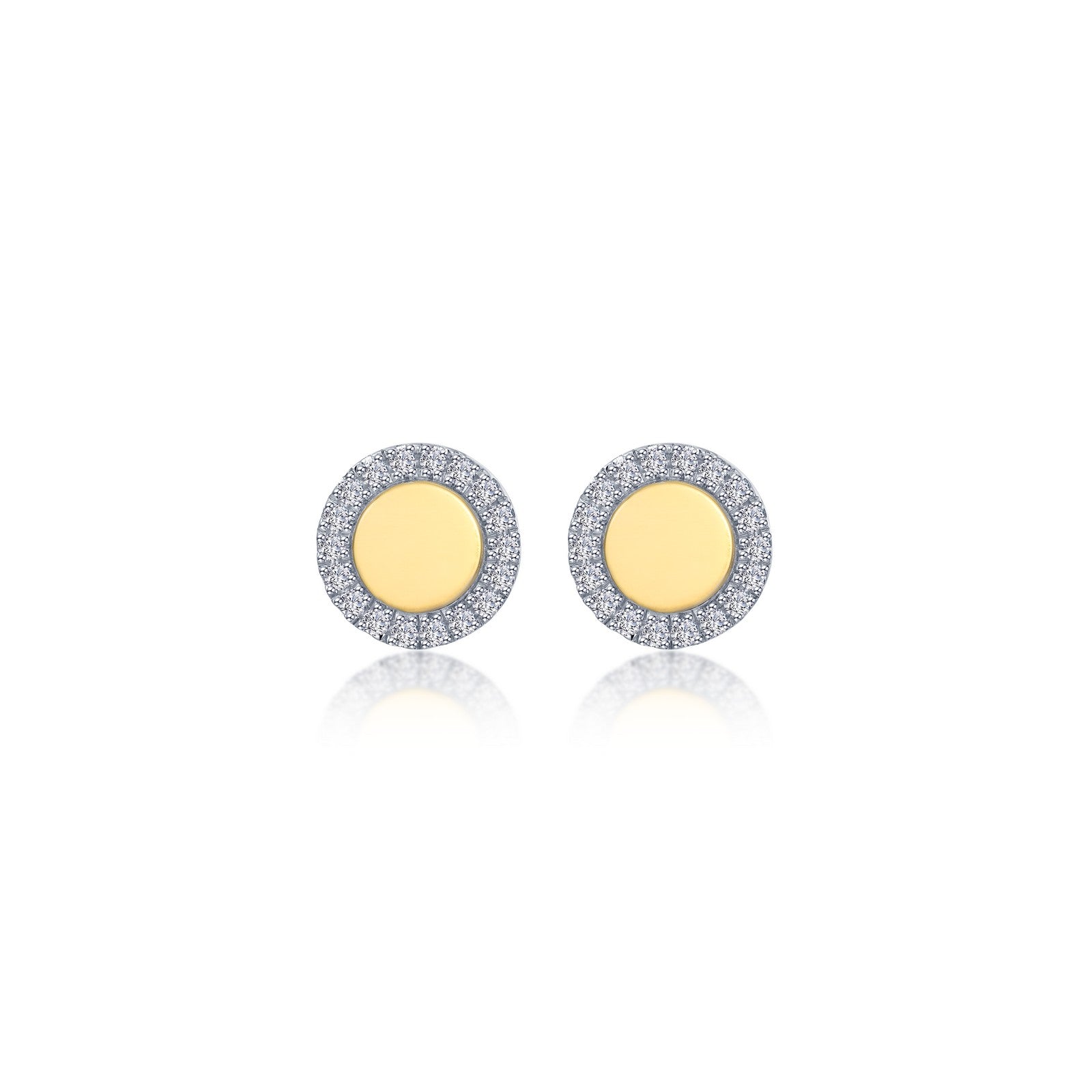 Two-Tone Button Stud Earrings-E2019CLT