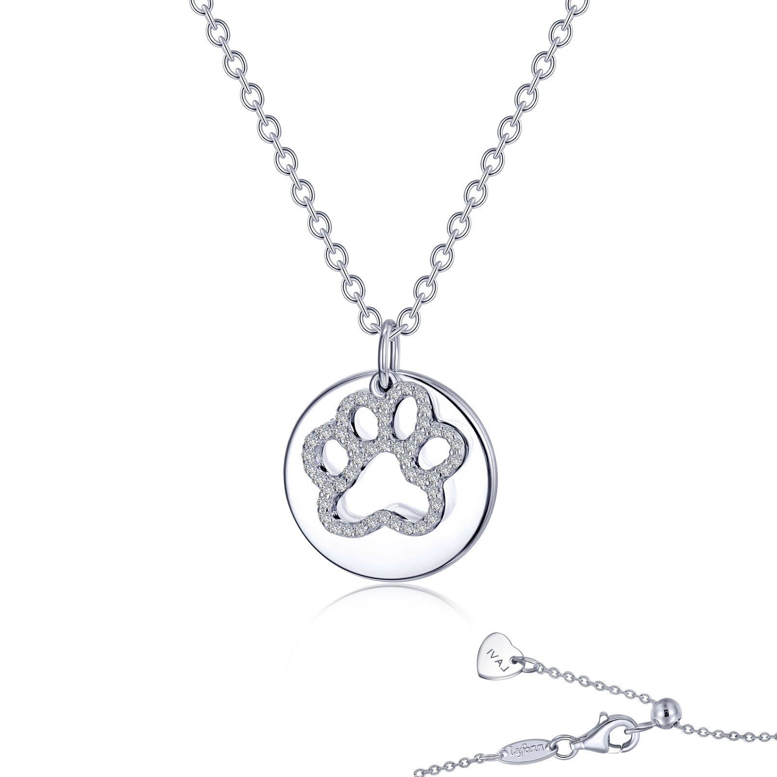 Paw Print Disc Necklace-LV001CLP
