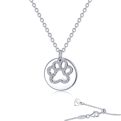 Paw Print Disc Necklace-LV001CLP
